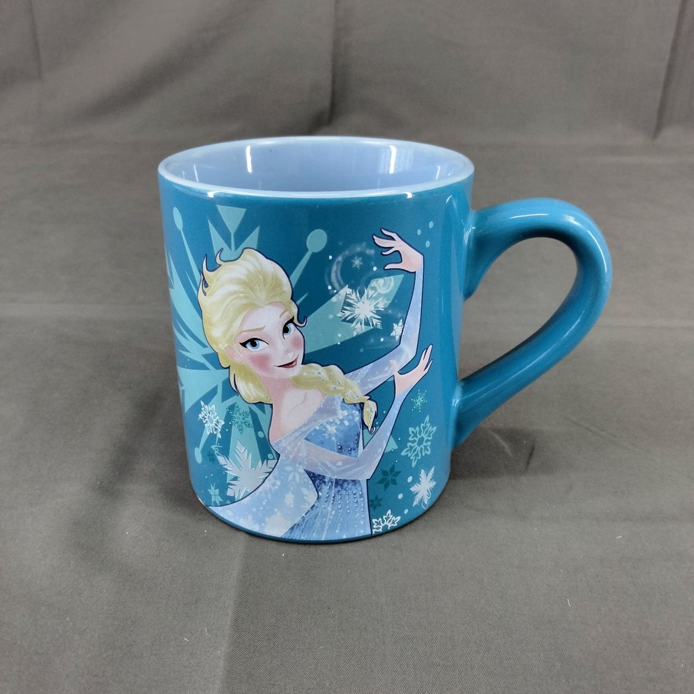 Disney Frozen Queen Elsa Snowflake Princess Blue 14oz Ceramic Coffee Tea Mug Cup